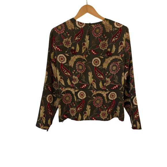 Carlisle Floral Long Sleeve Blouse - Green and Cream - Picture 4 of 6